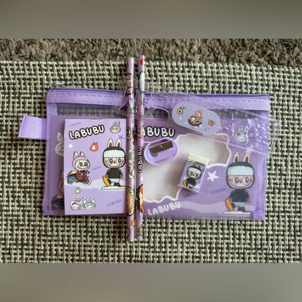 Labubu Stationery Set With Pencil Case, Purple